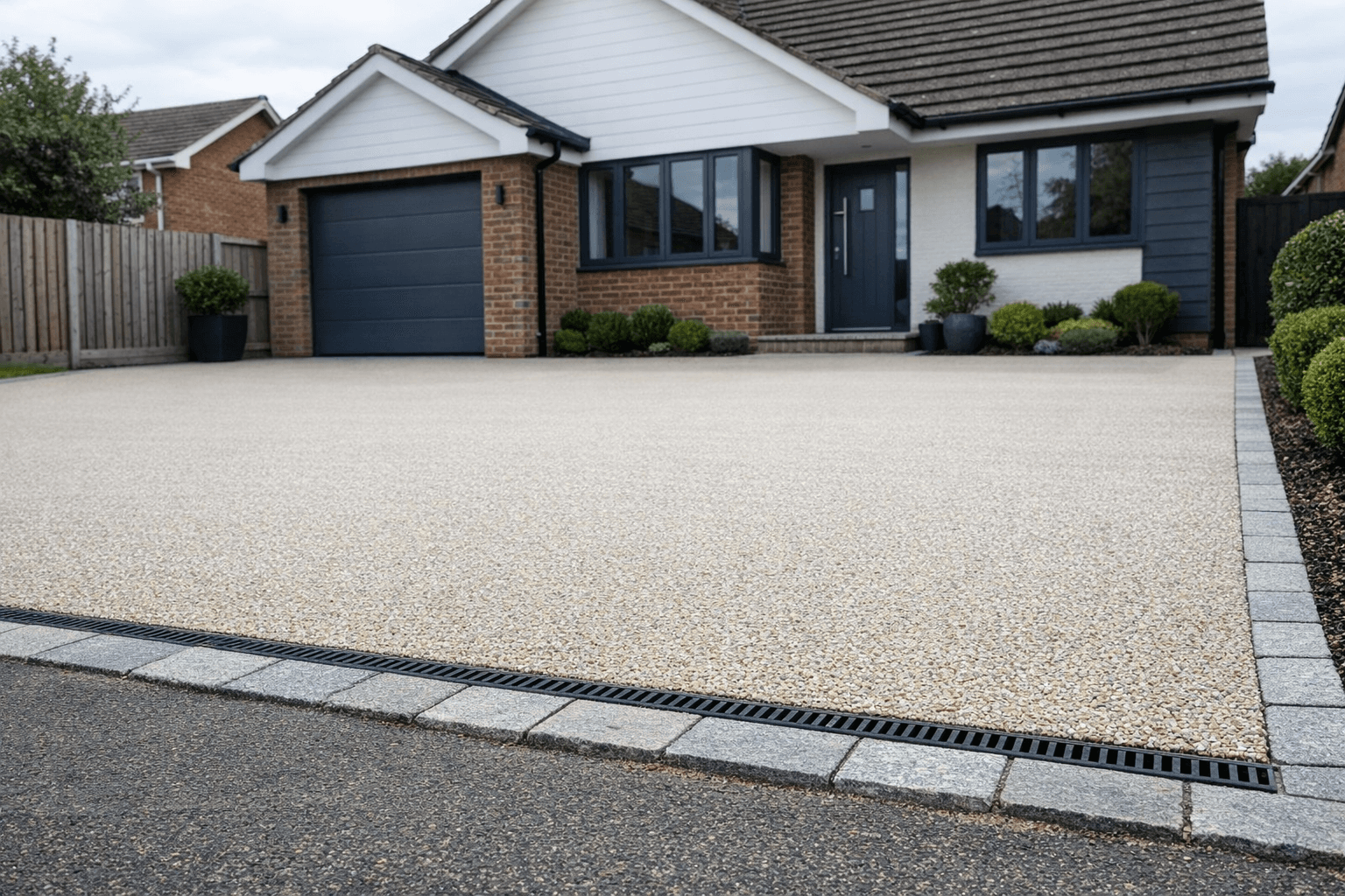 Modern resin bound driveway at the front of a home