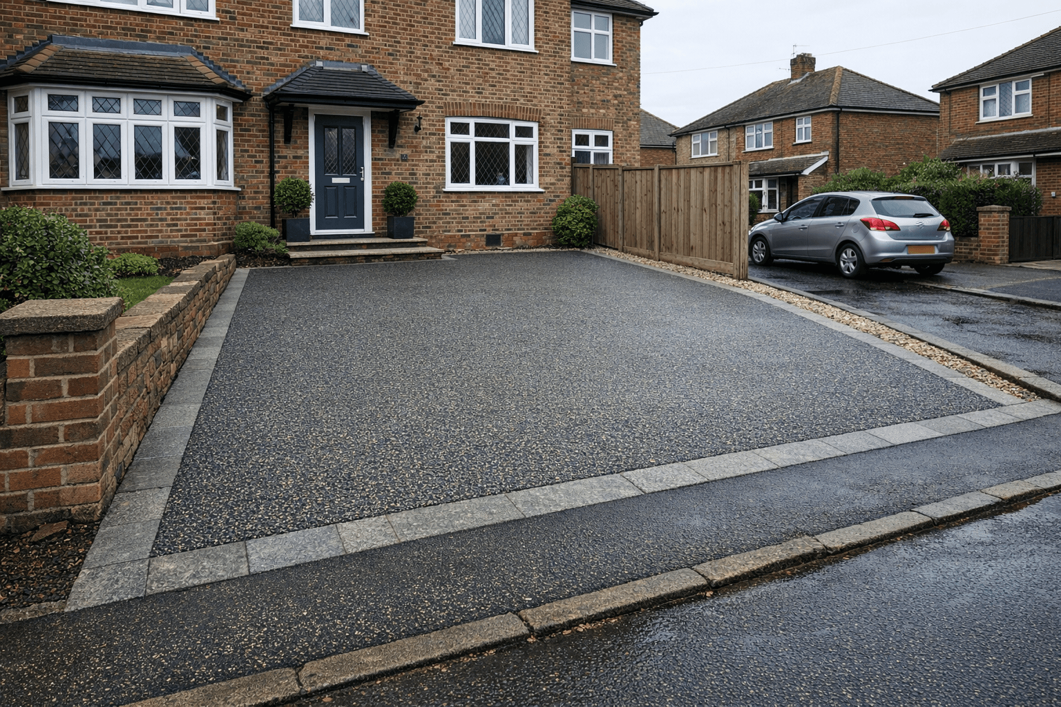 Modern resin bound driveway at the front of a home