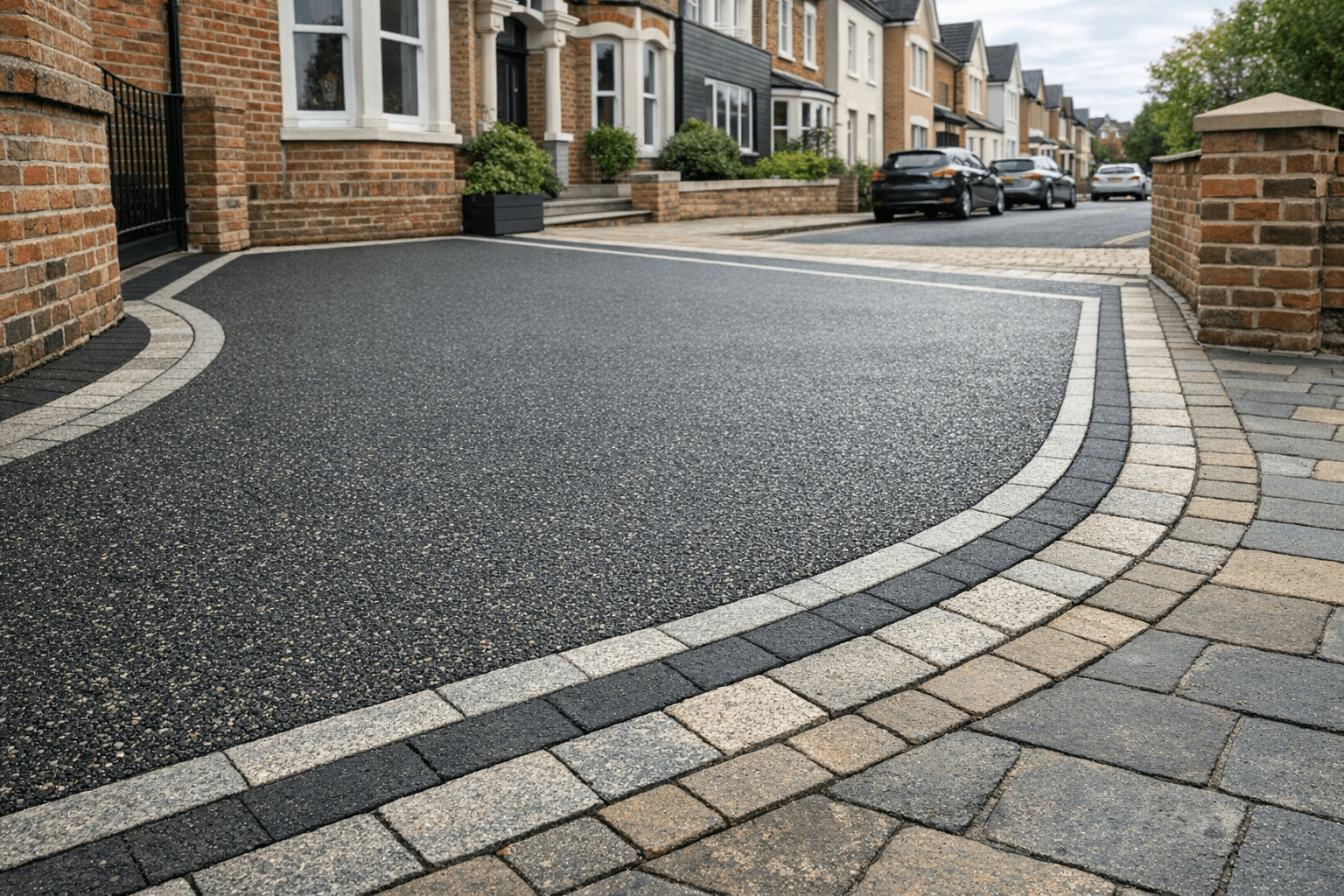 Resin driveway with contrasting border detail