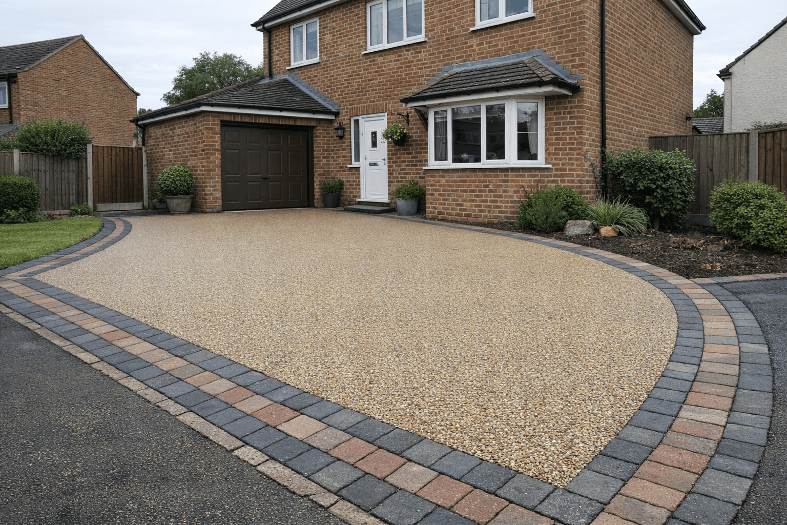 Resin driveway with block paving border detail