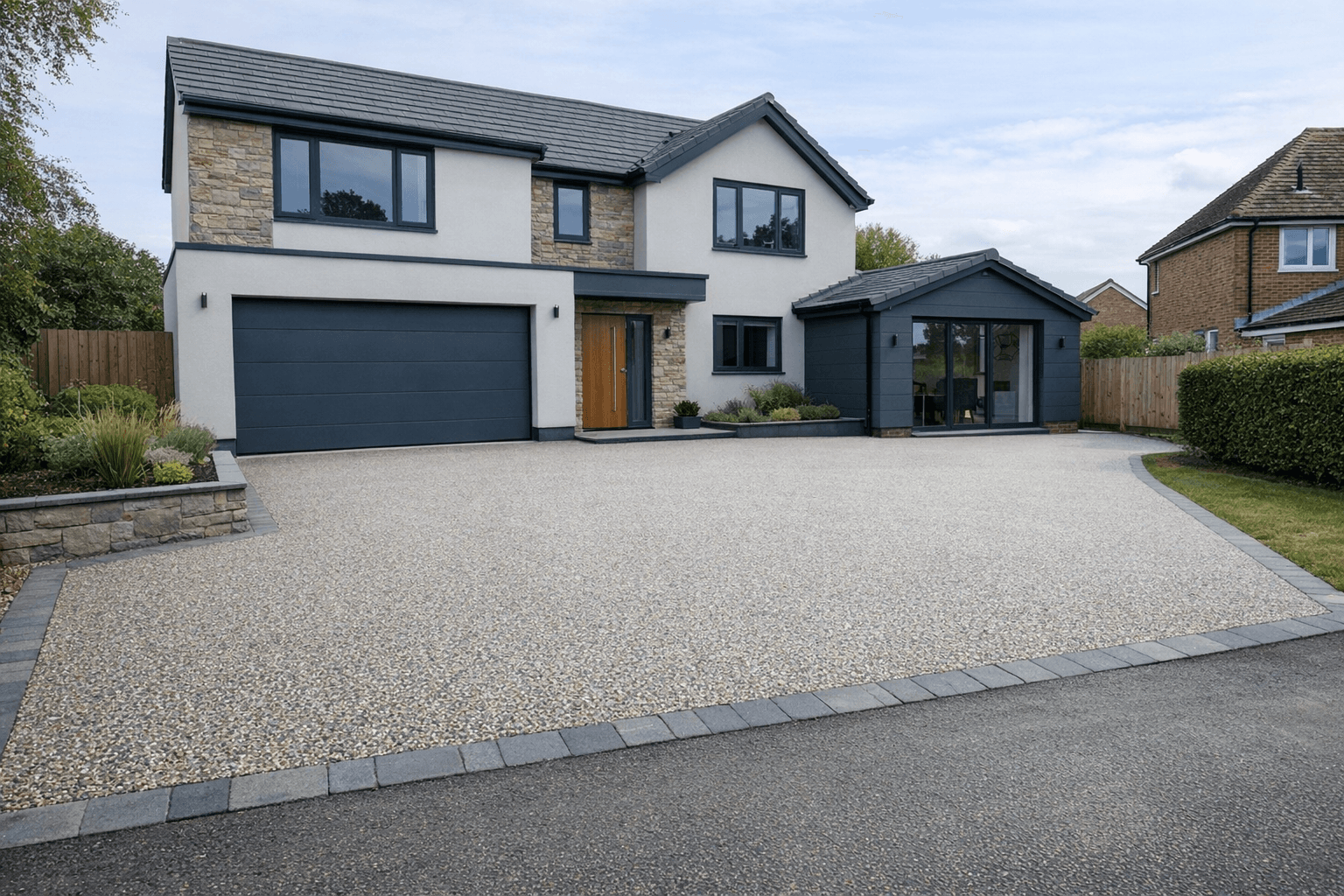 Modern resin bound driveway in front of a contemporary home