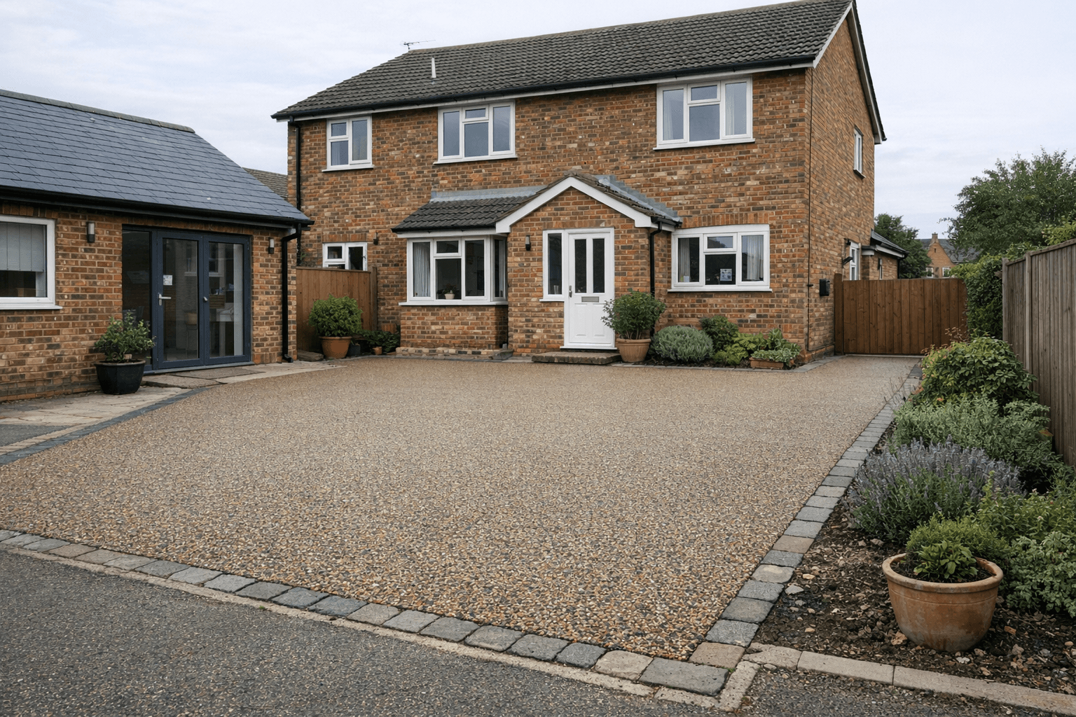 Permeable resin driveway allowing water drainage