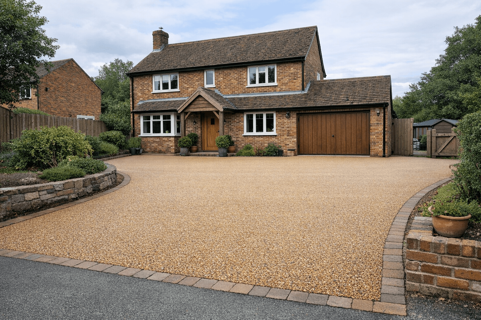 Beautiful resin bound driveway with warm aggregate colour